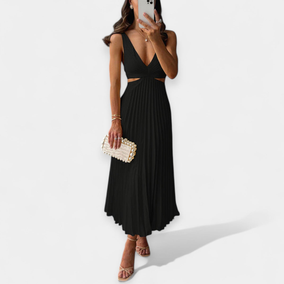 Eliza – Plissiertes Maxikleid für Damen – Ansicht 5