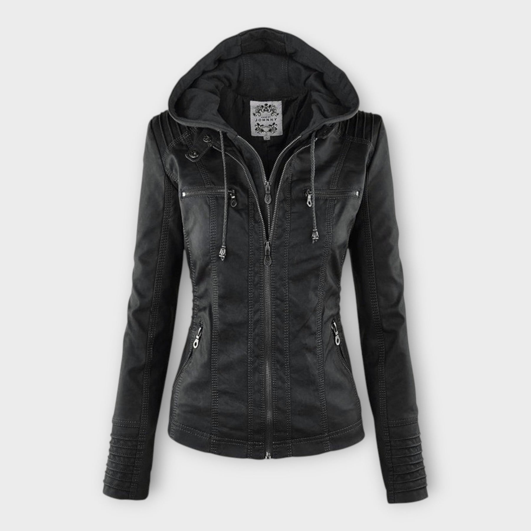 Elise – Moderne Lederjacke für Damen mit Kapuze