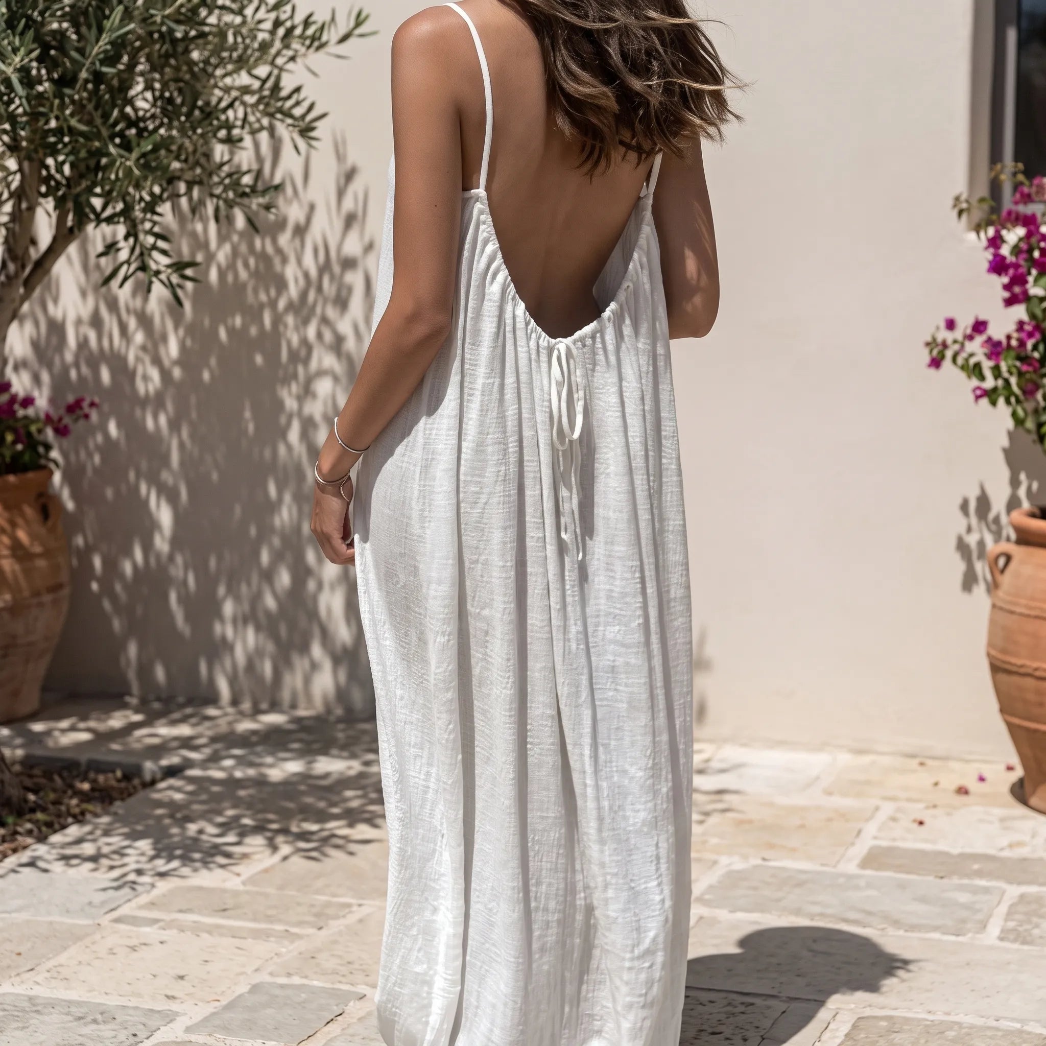 Breezea - Bodenlanges Sommerkleid Mit Tiefem Rückenausschnitt