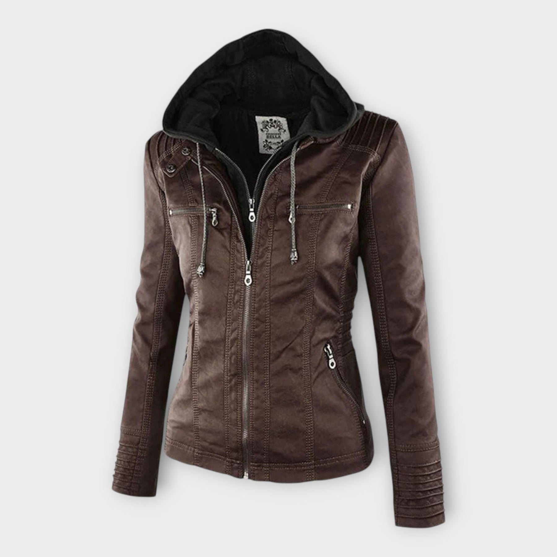 Elise – Moderne Lederjacke für Damen mit Kapuze – Ansicht 6