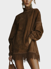 Sheri – Bequemes Wildlederkleid für Damen mit Quasten – Ansicht 2