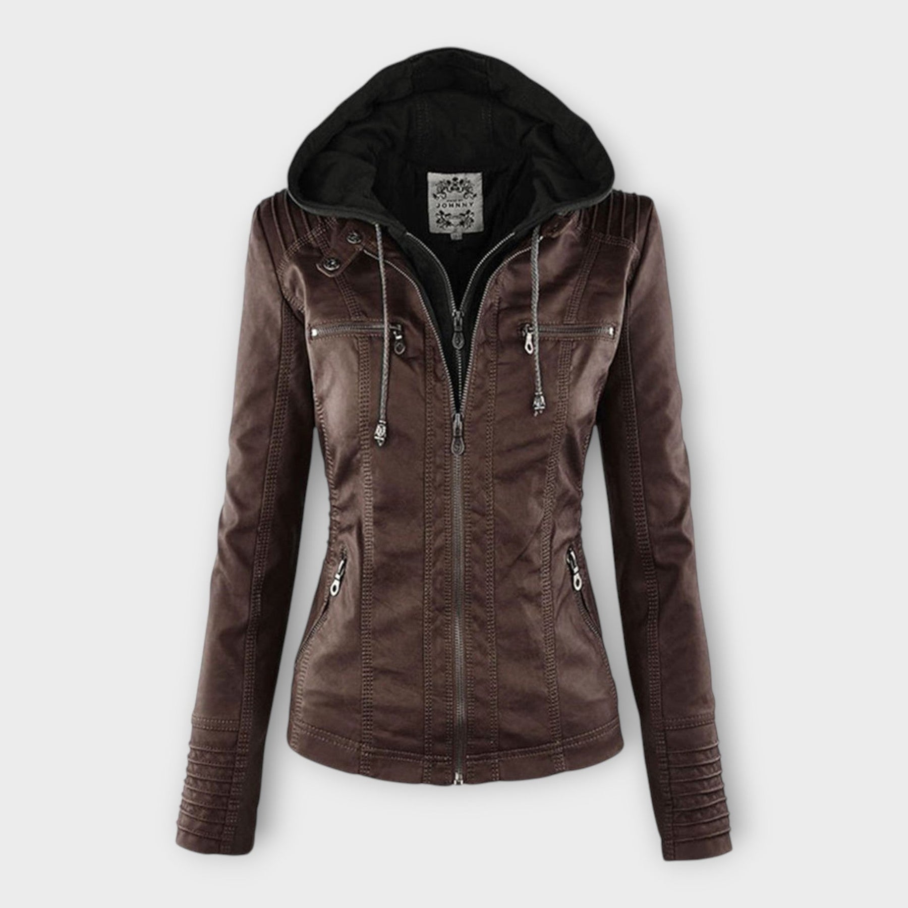 Elise – Moderne Lederjacke für Damen mit Kapuze – Ansicht 5