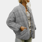 Khakifarbene gesteppte Oversize-Jacke für Damen – Ansicht 5