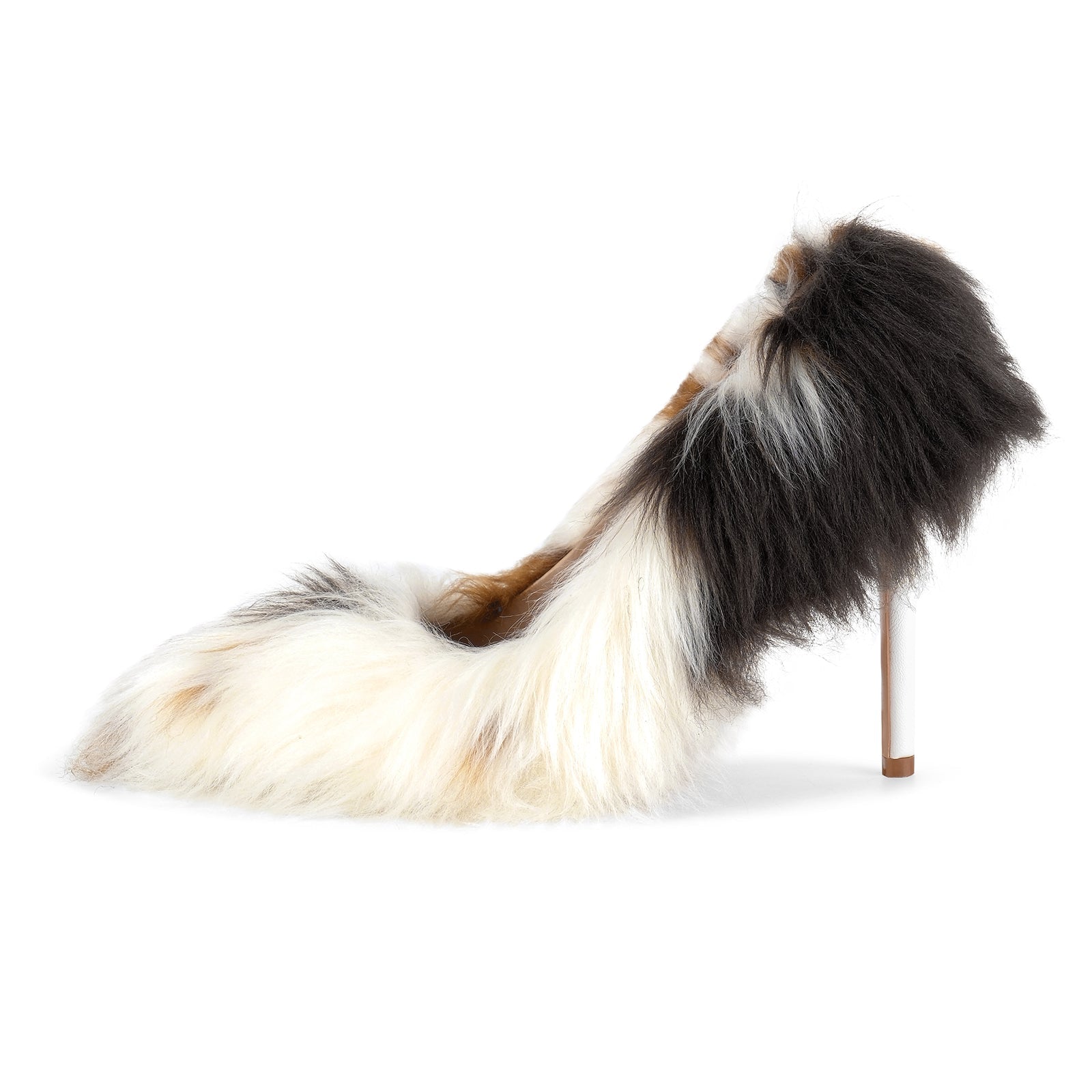 Damen-Stiletto-Pumps Mariene mit spitzer Zehenpartie und Fellbesatz