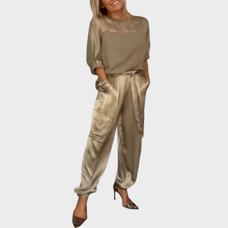 Damen-Satin-Set Grace mit Bluse und Hose