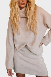 Alyssa – Oversized Strick-Rollkragenpullover für Damen in Haferbeige – Ansicht 5