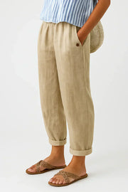 Edith – Gerade Leinenhose für Damen mit Umschlag