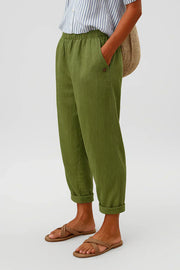 Edith – Gerade Leinenhose für Damen mit Umschlag – Ansicht 4