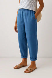 Edith – Gerade Leinenhose für Damen mit Umschlag – Ansicht 3