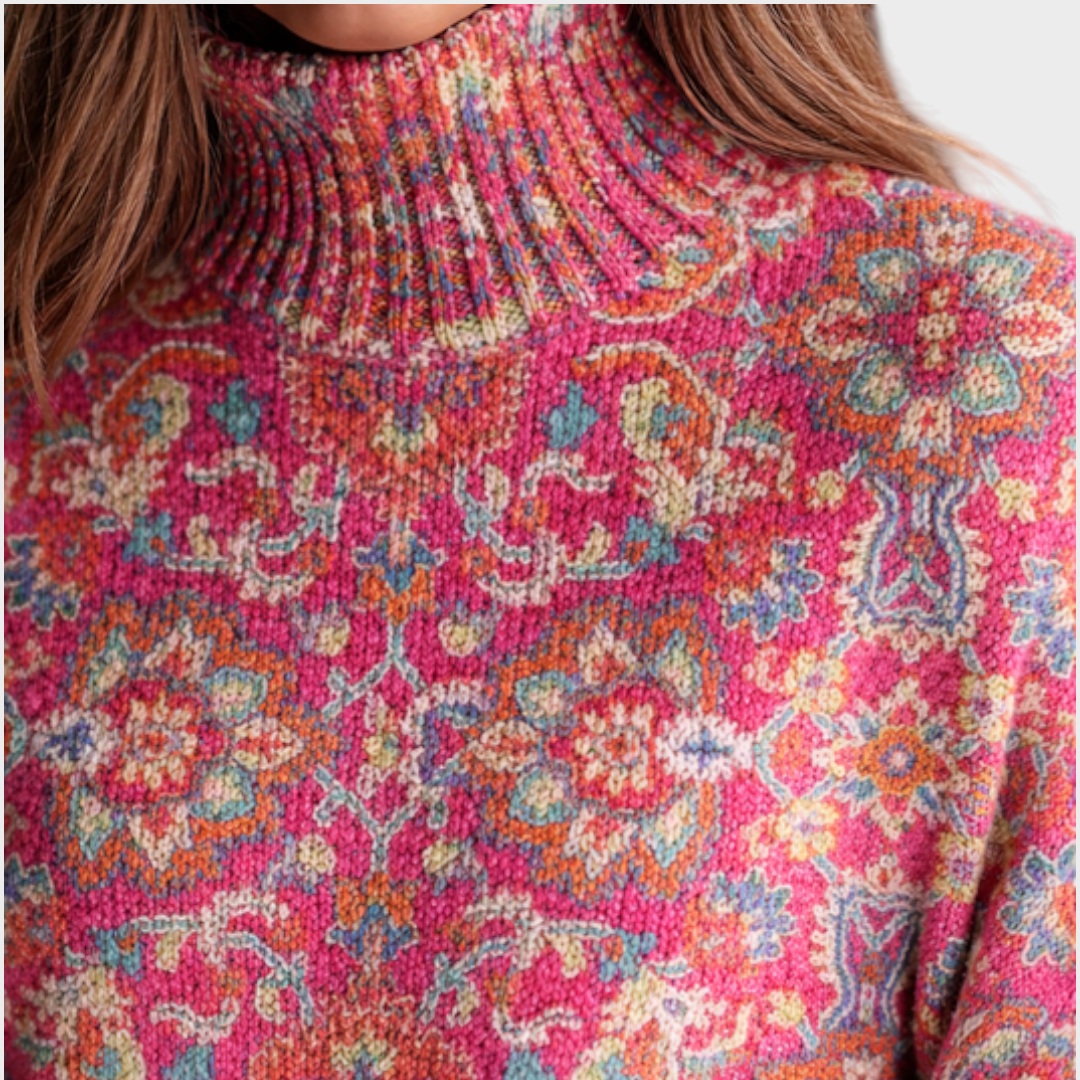 Annabelle – Retro-Rollkragenpullover für Damen mit Blumenmuster – Ansicht 2