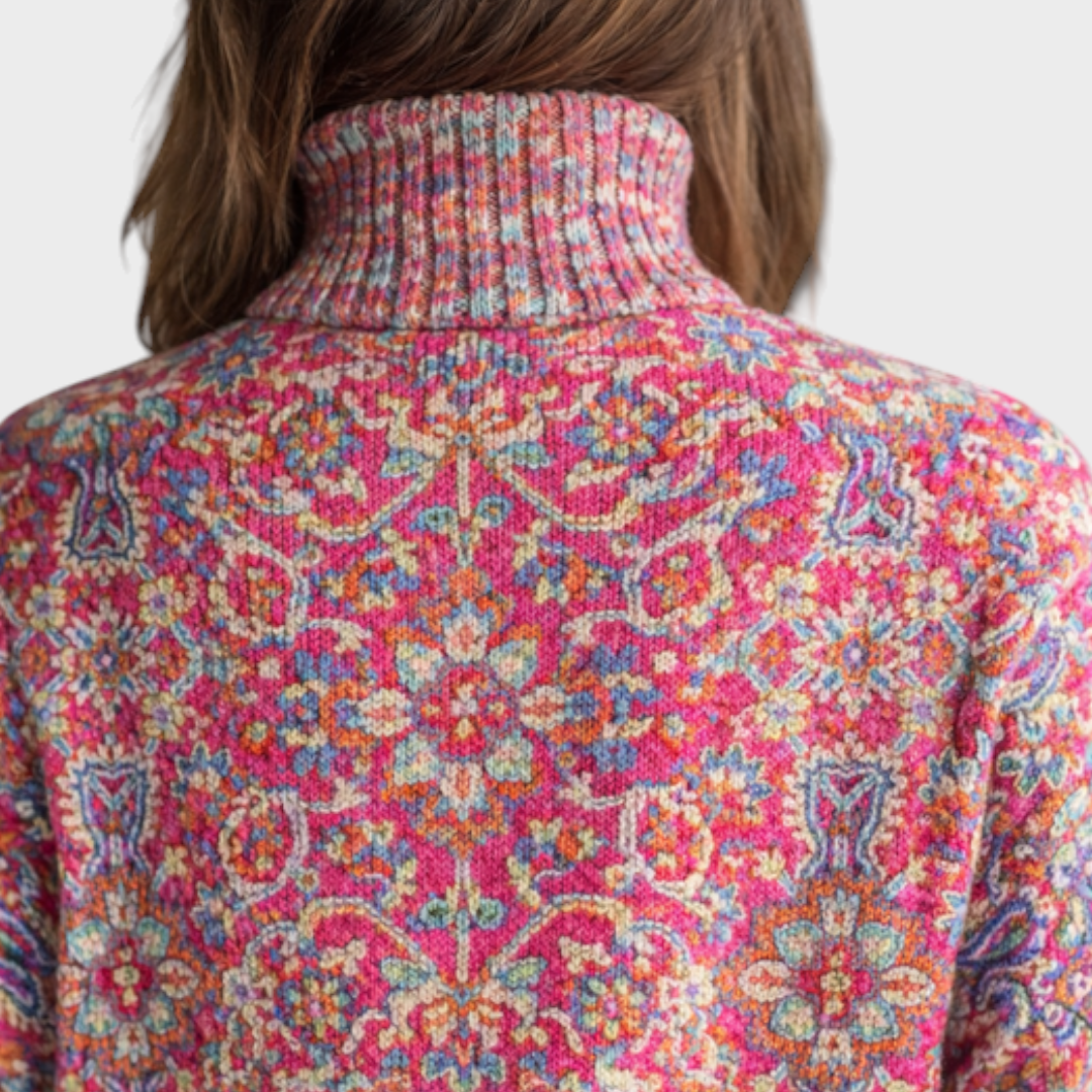 Annabelle – Retro-Rollkragenpullover für Damen mit Blumenmuster – Ansicht 3