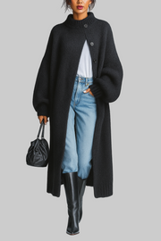 Aveline – Warme lange Strickjacke für Damen mit Faltenkragen – Ansicht 5