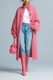 Aveline – Warme lange Strickjacke für Damen mit Faltenkragen – Ansicht 7