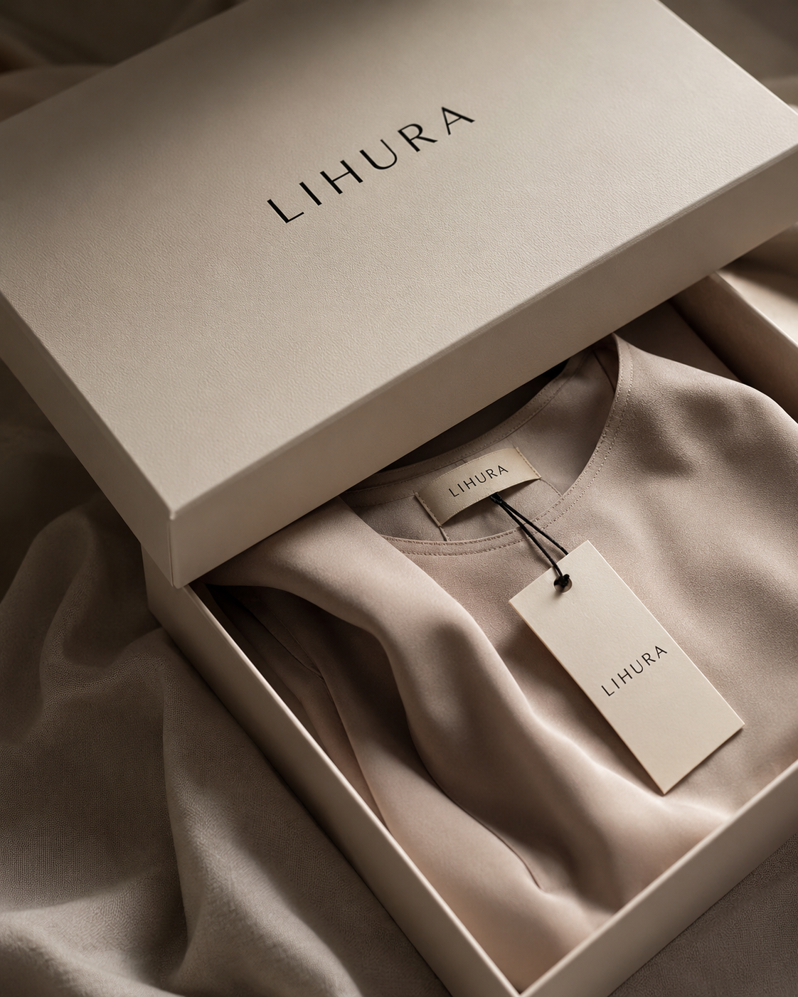 Lihura verpakking met branded kledinglabel