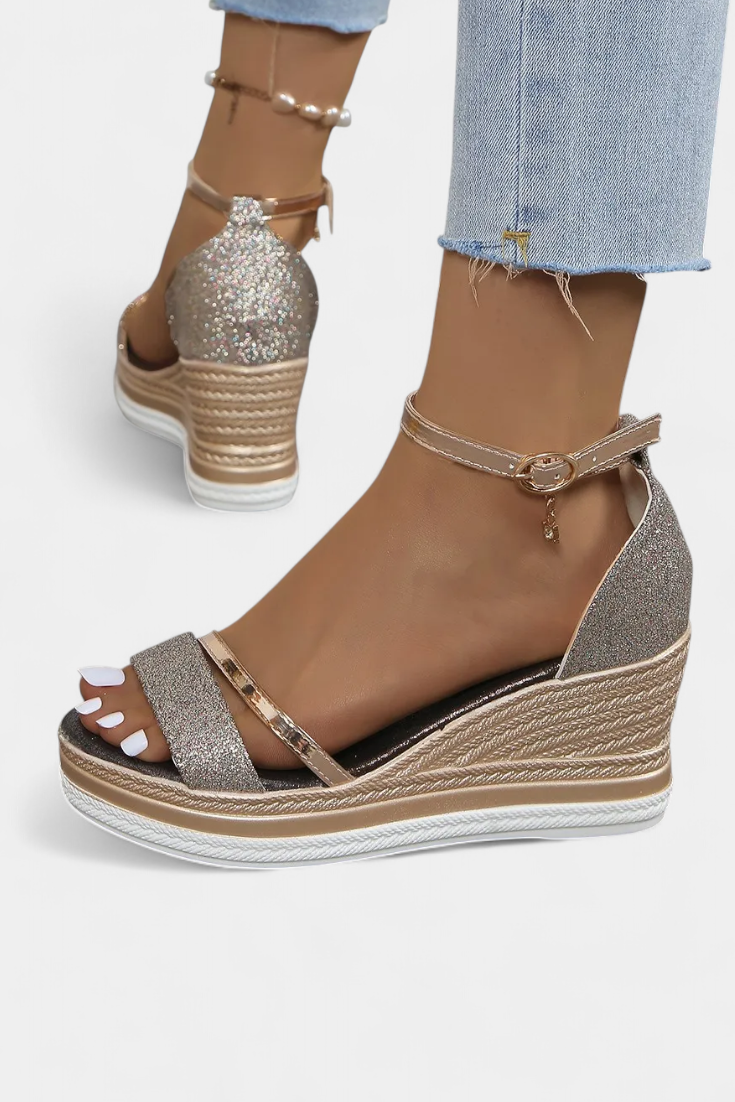 Orthopädische Damen-Keilsandalen Corinne mit Plateau