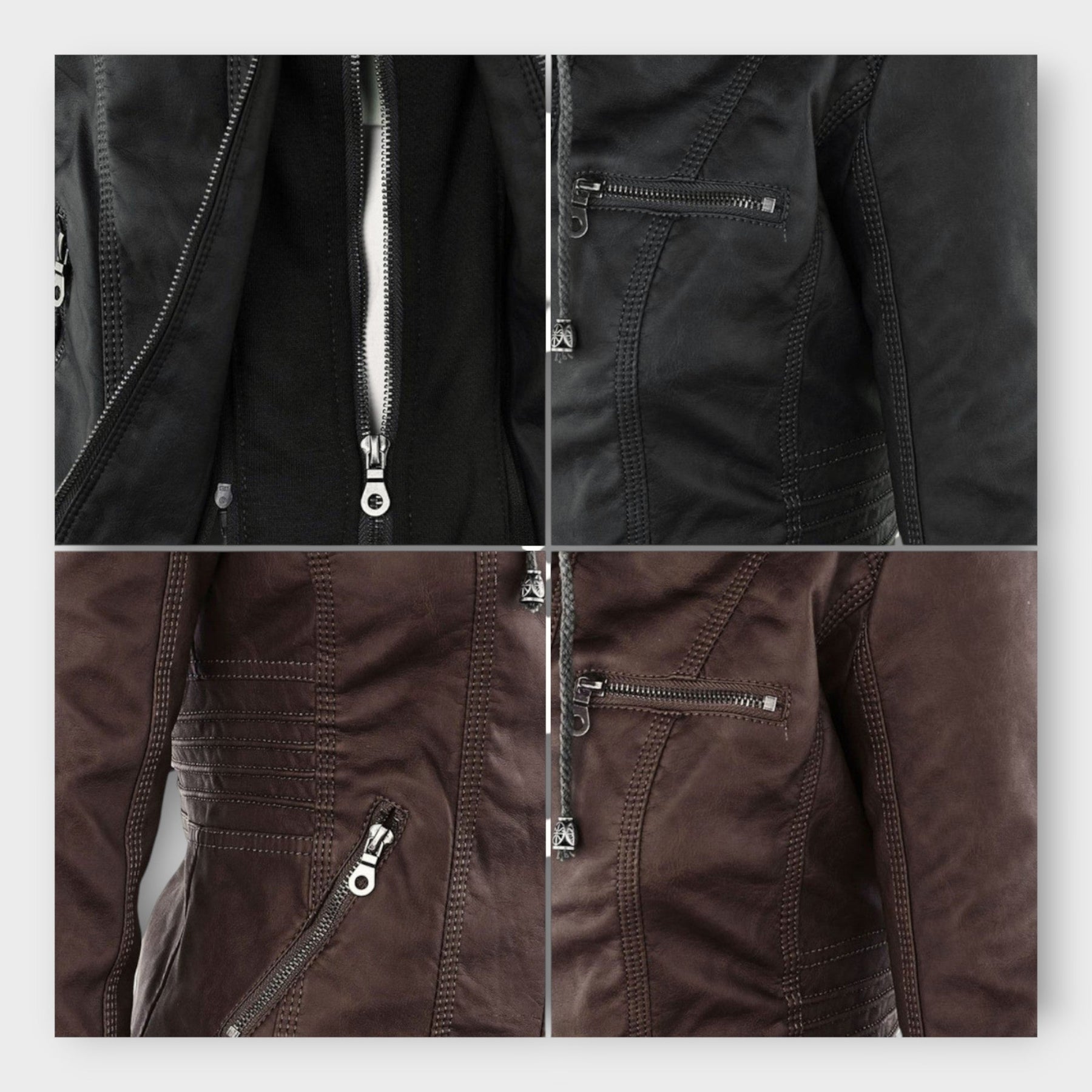 Elise – Moderne Lederjacke für Damen mit Kapuze – Ansicht 9