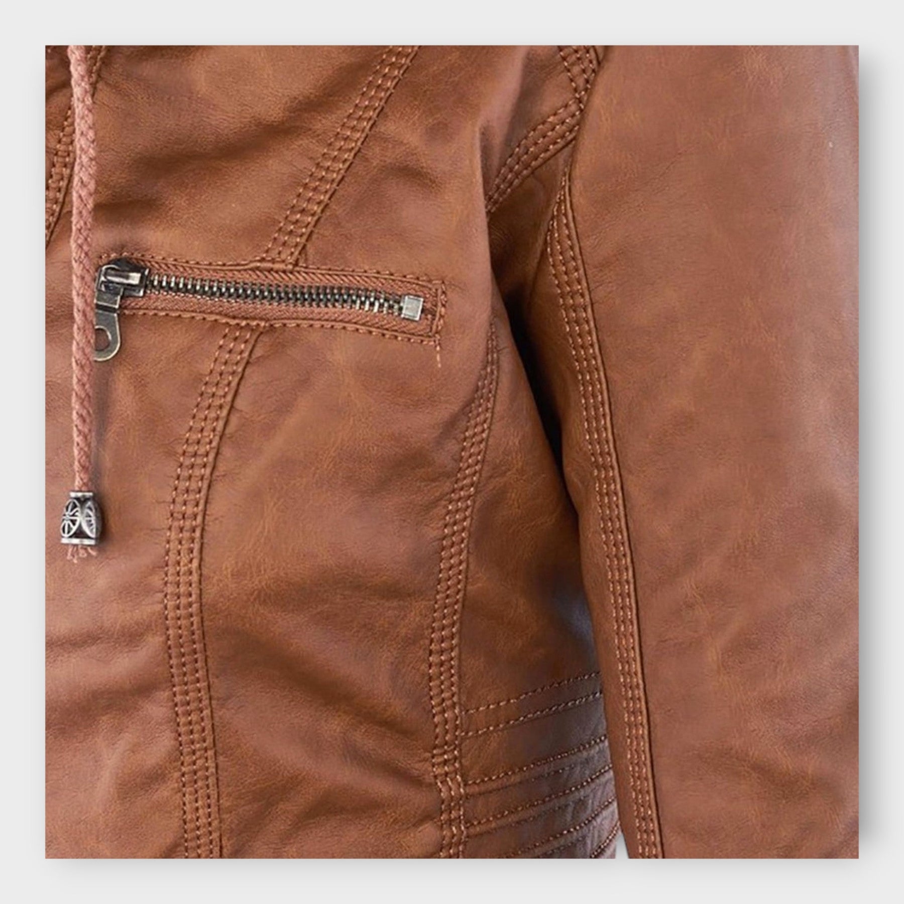 Elise – Moderne Lederjacke für Damen mit Kapuze – Ansicht 8