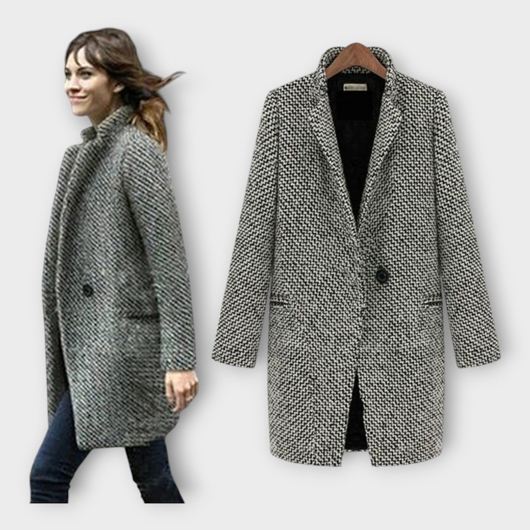 Marga – Eleganter zeitloser Wollmantel für Damen – Ansicht 3