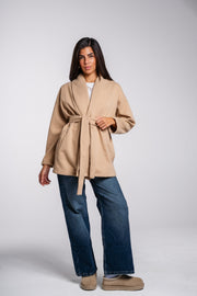 Laura – Leichte beige Damenjacke mit elegantem Fall – Ansicht 4