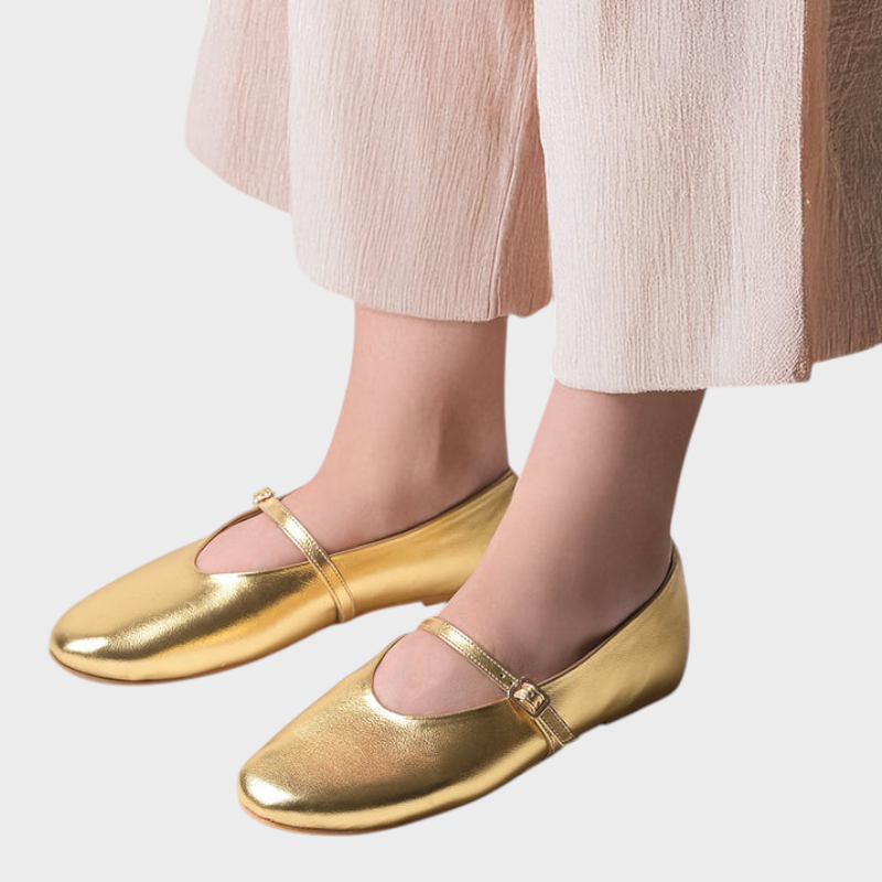 Goldene Damen-Ballerinas Miriam im Mary-Jane-Stil – Ansicht 5