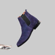 Marineblaue Chelsea-Boots für Damen aus Wildleder