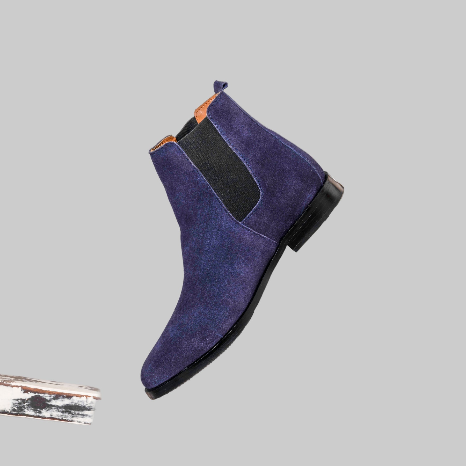 Marineblaue Chelsea-Boots für Damen aus Wildleder