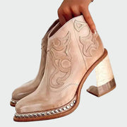 Bestickte Western-Lederstiefel für Damen mit Holzabsatz – Ansicht 5