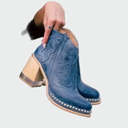 Bestickte Western-Lederstiefel für Damen mit Holzabsatz – Ansicht 2