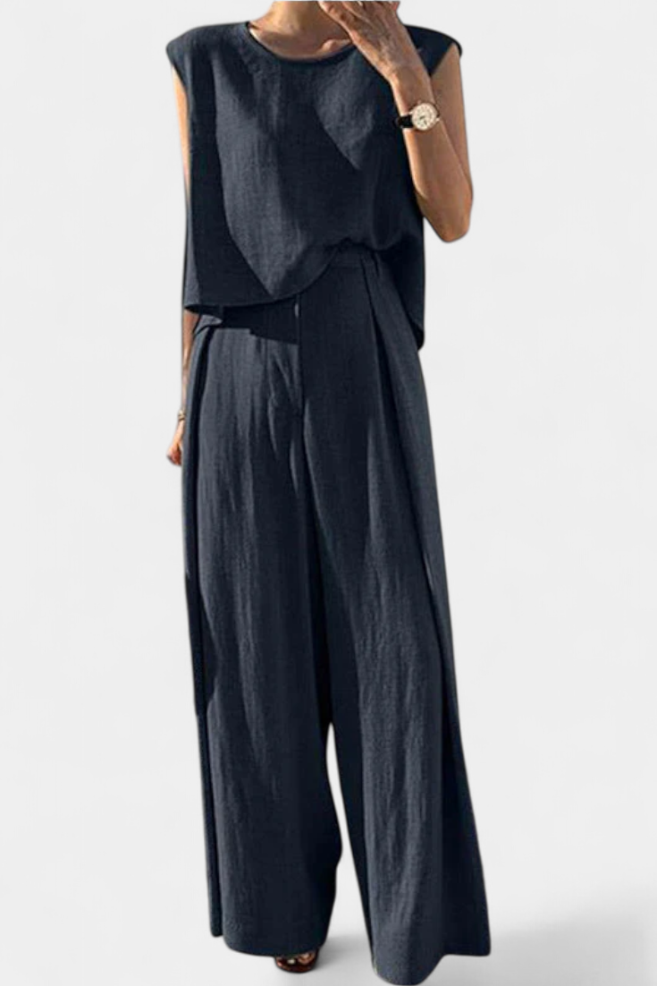 Damen-Set Lauren mit ärmellosem Top und weiter Hose – Ansicht 4