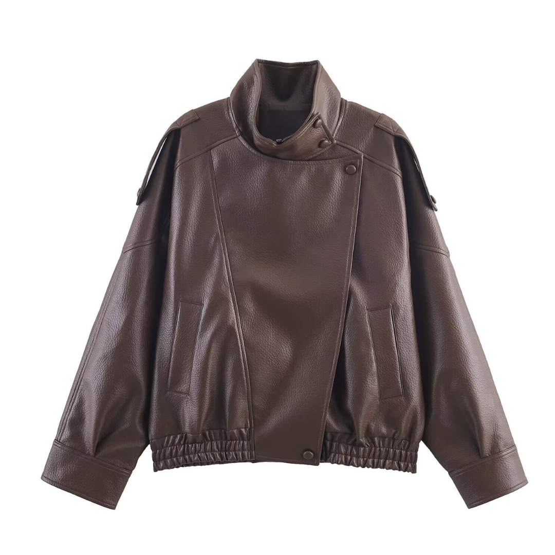 Retro-Kunstlederjacke für Damen – Ansicht 2