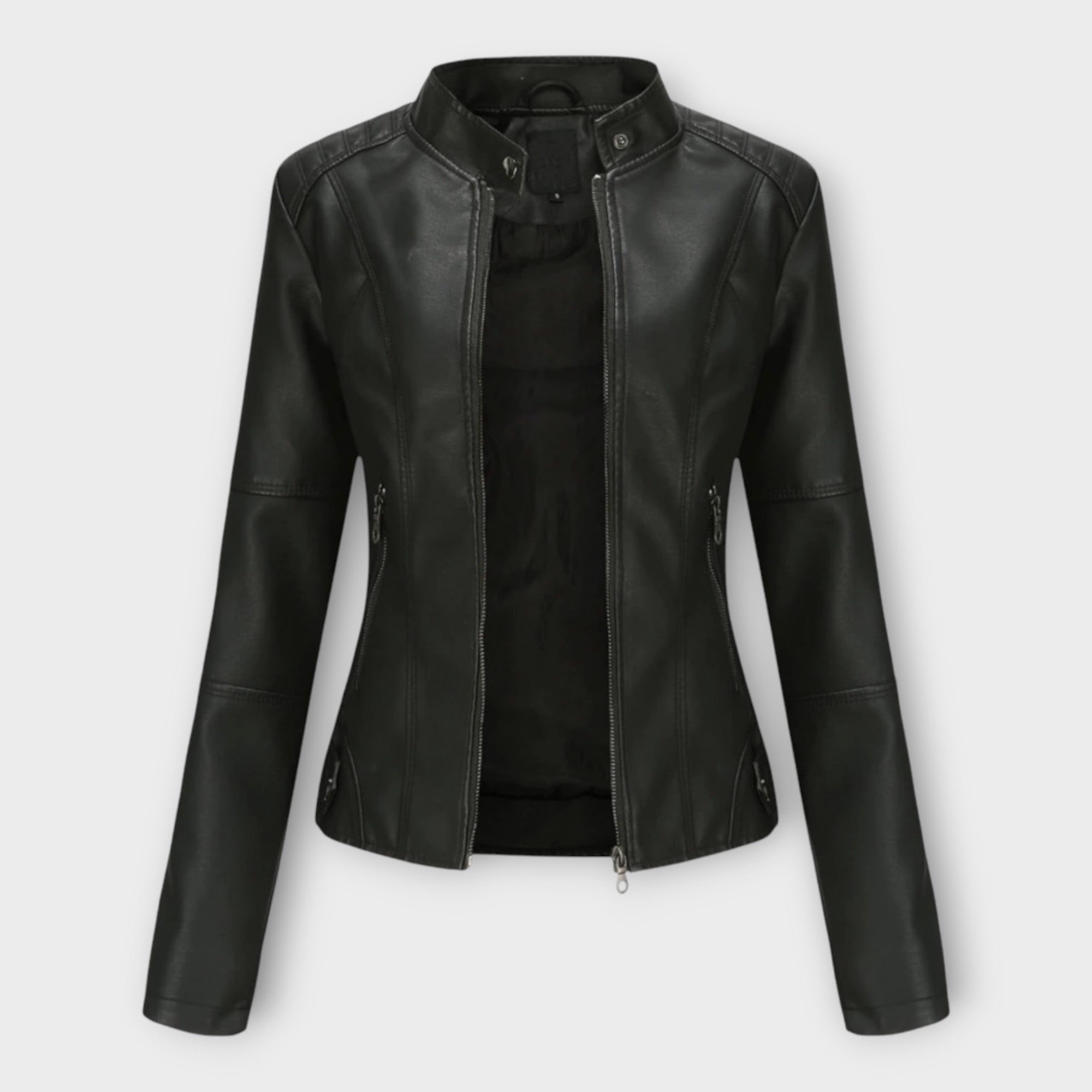Elegante Lederjacke mit moderner Linienführung und zeitloser Ästhetik