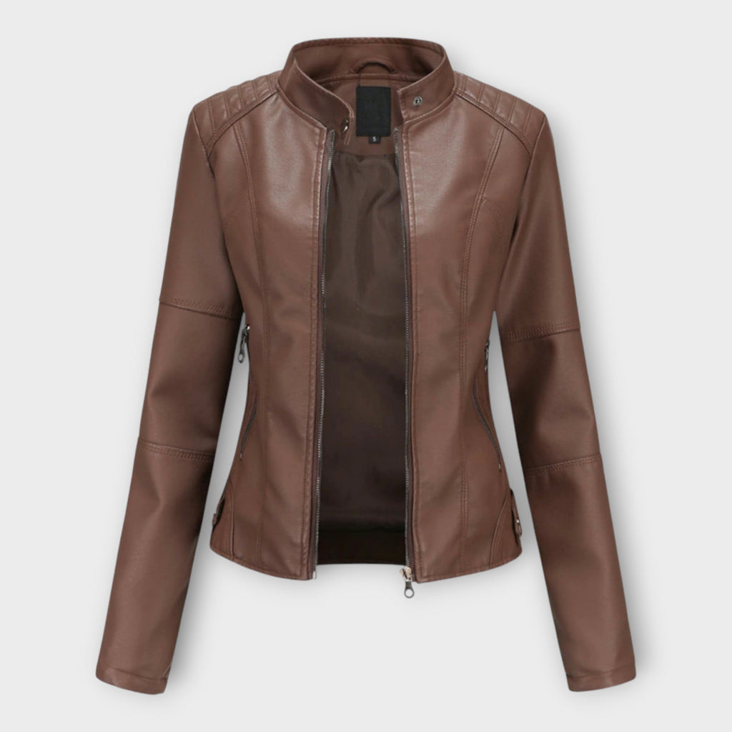 Elegante Lederjacke mit moderner Linienführung und zeitloser Ästhetik