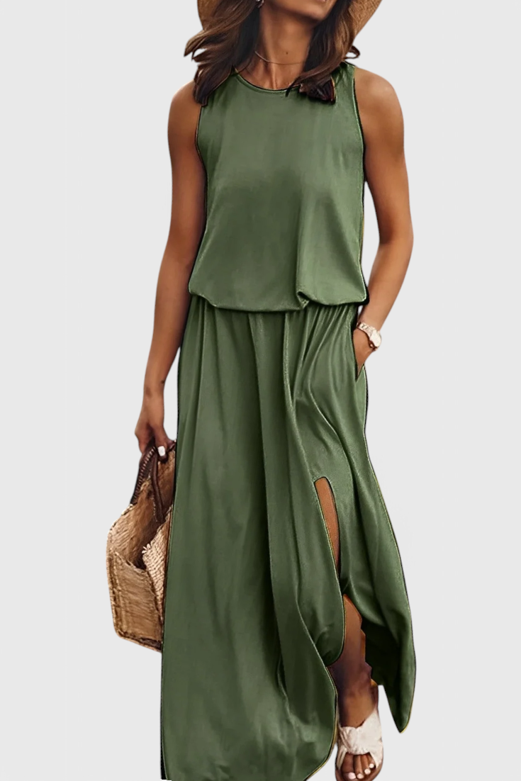 Dianne – Ärmelloses Damenkleid mit Seitenschlitz – Ansicht 9