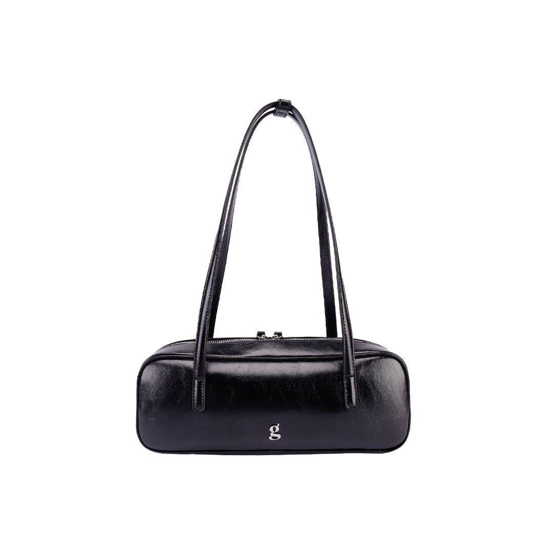 Vassia – Schwarze Downtown-Schultertasche für Damen mit langen Henkeln