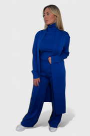Mahalia – Dreiteiliges Damen-Strickset mit Cardigan, Rollkragenpullover und weiter Hose – Ansicht 6