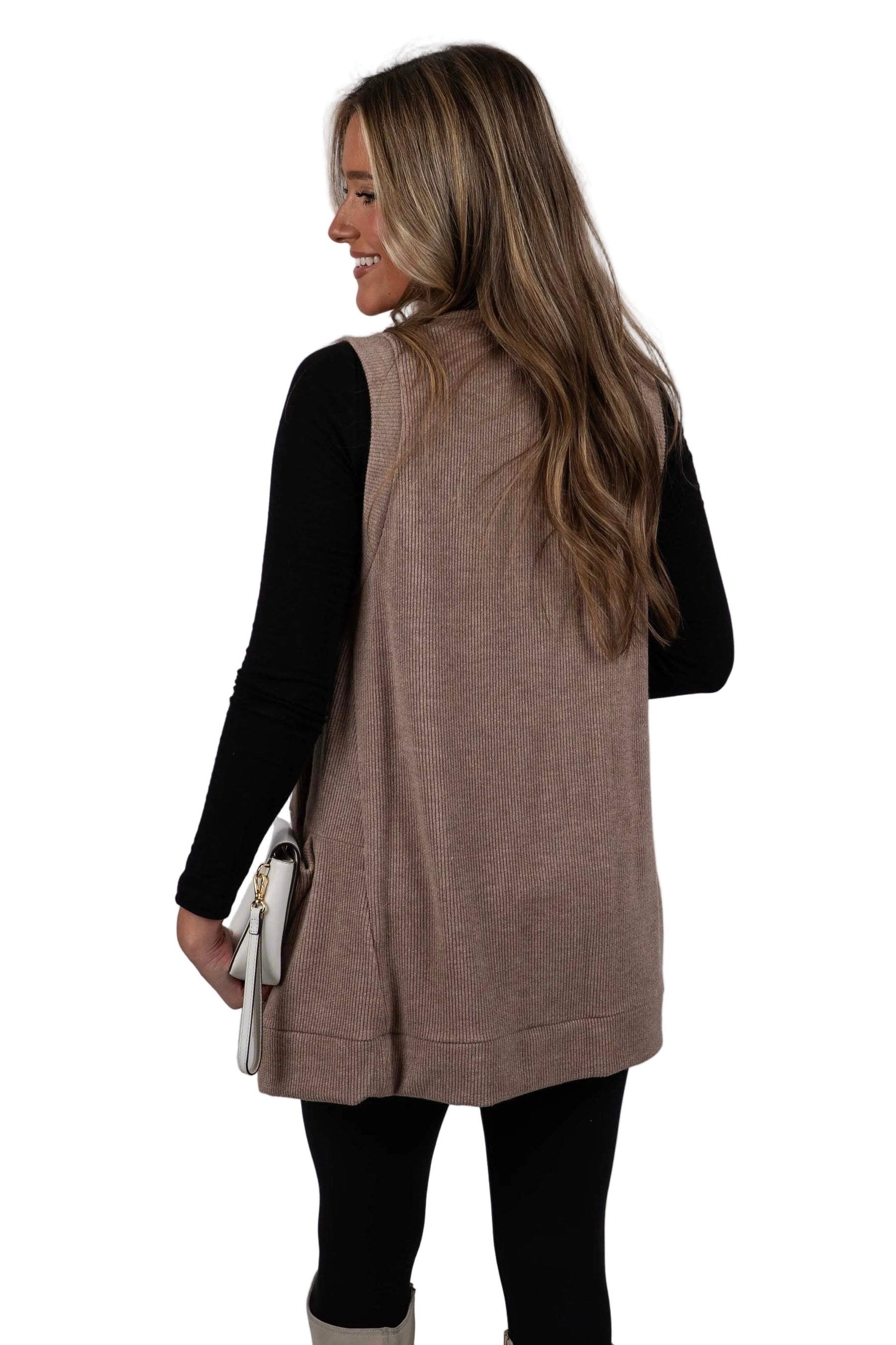 Nina – Strickweste in Taupe – Ansicht 5