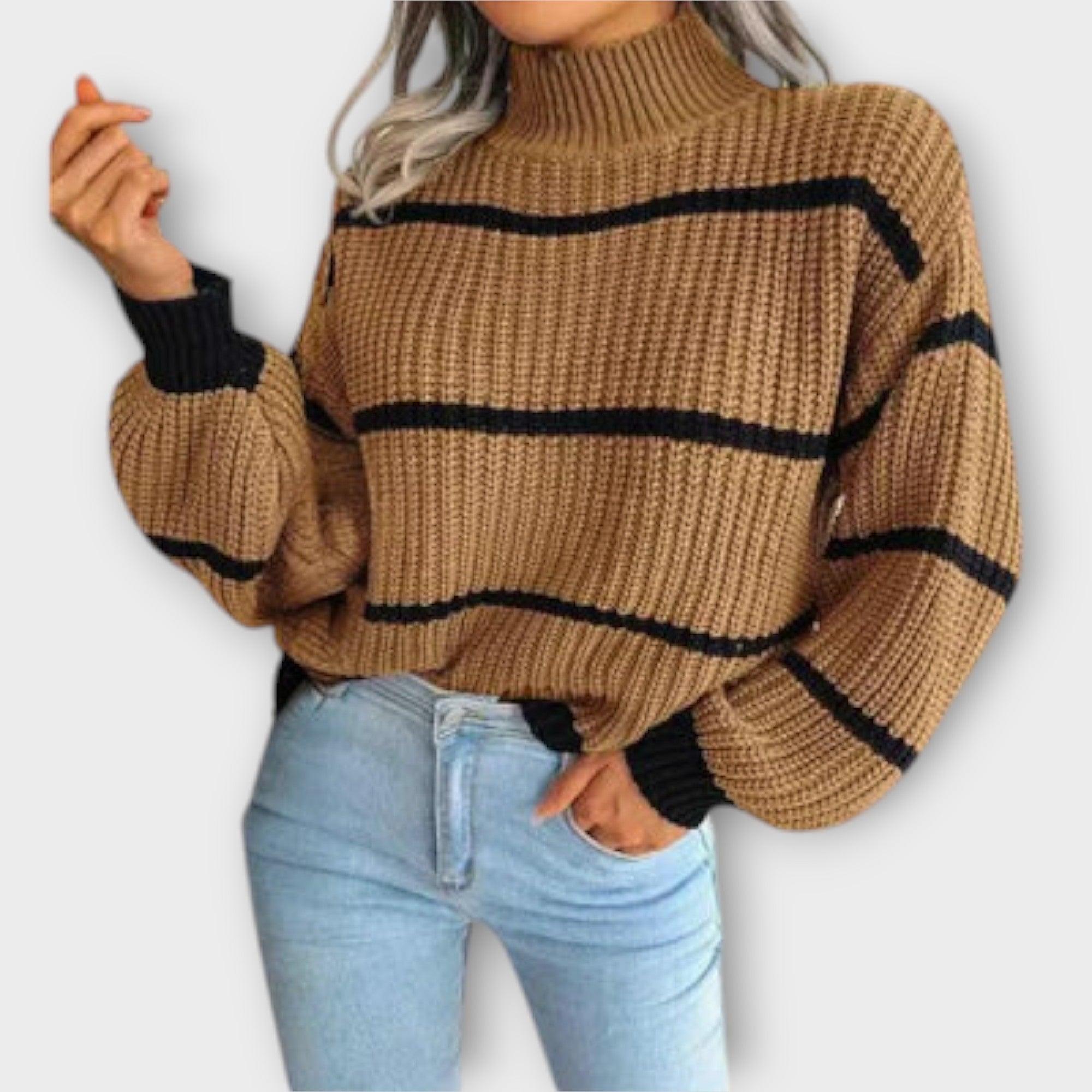 Chavala - Gestreifter Pullover mit hohem Kragen