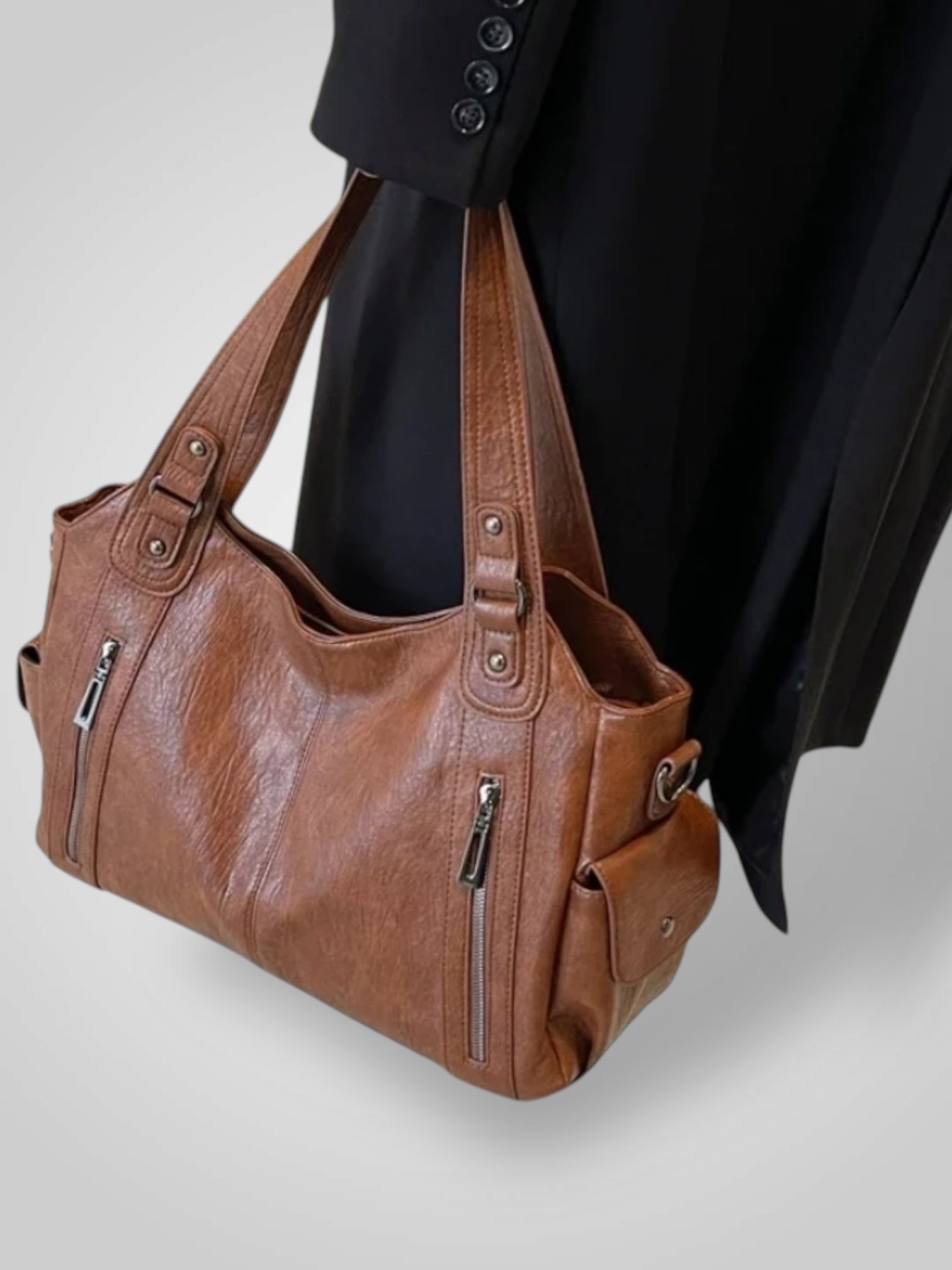 Savannah – Lederschultertasche für Damen – Ansicht 6