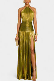 Emma – Metallic-Neckholderkleid für Damen mit offenem Rücken