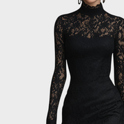 Fern – Schwarzes Spitzenkleid mit Meerjungfrauensaum – Ansicht 3