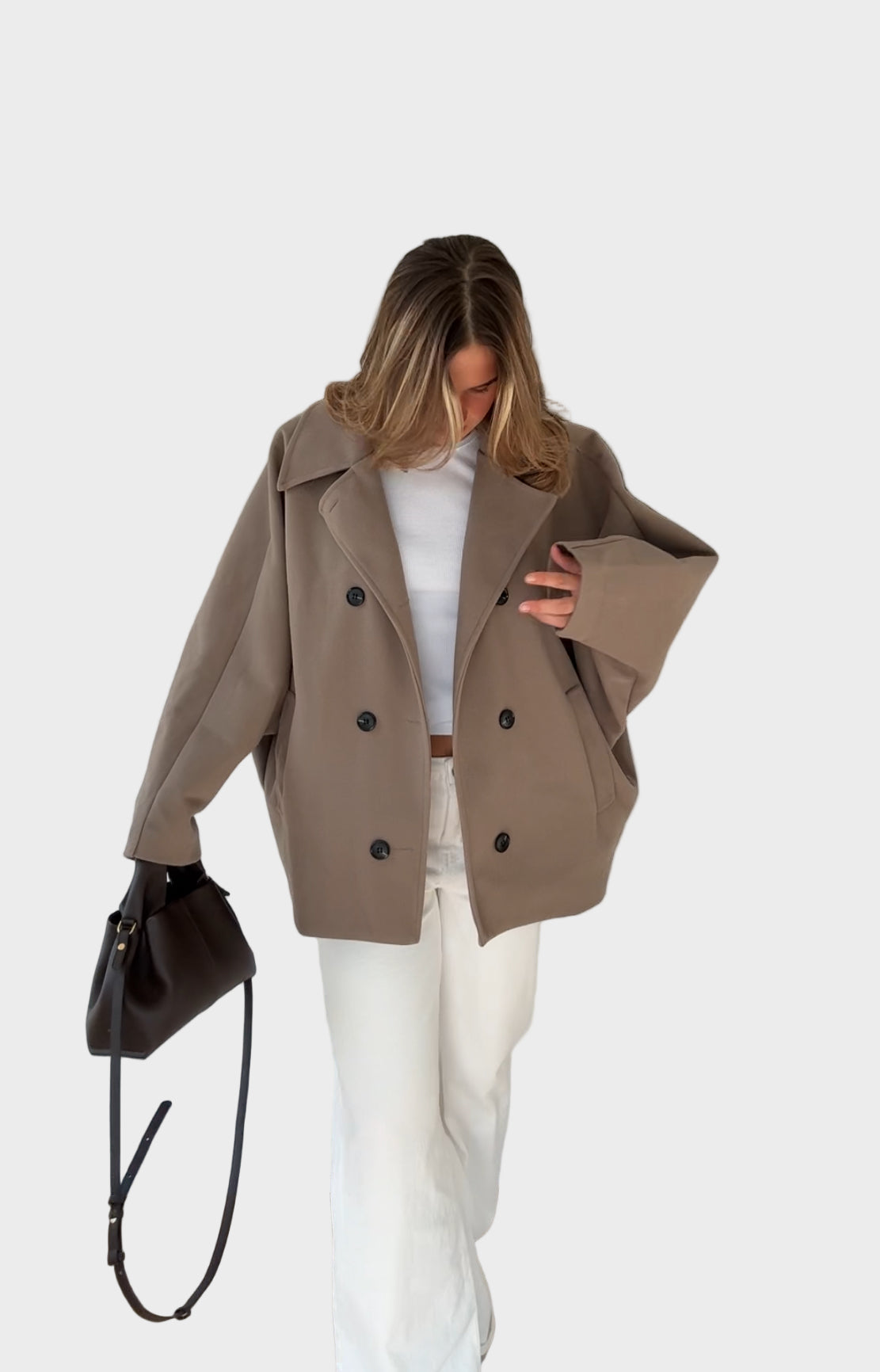 Zimtfarbene Oversize-Jacke für Damen – Ansicht 4