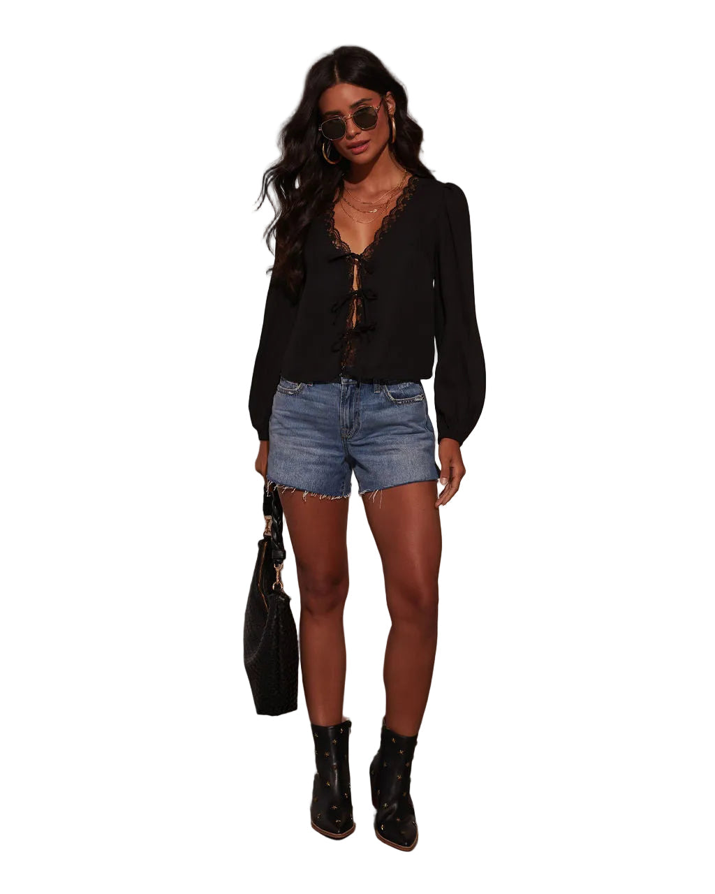 Damen-Top Alice mit Spitzendetails und V-Ausschnitt – Ansicht 2
