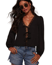 Damen-Top Alice mit Spitzendetails und V-Ausschnitt – Ansicht 5