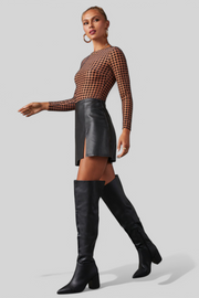 Bella – Schwarze Overknee-Stiefel für Damen mit breitem Absatz – Ansicht 2