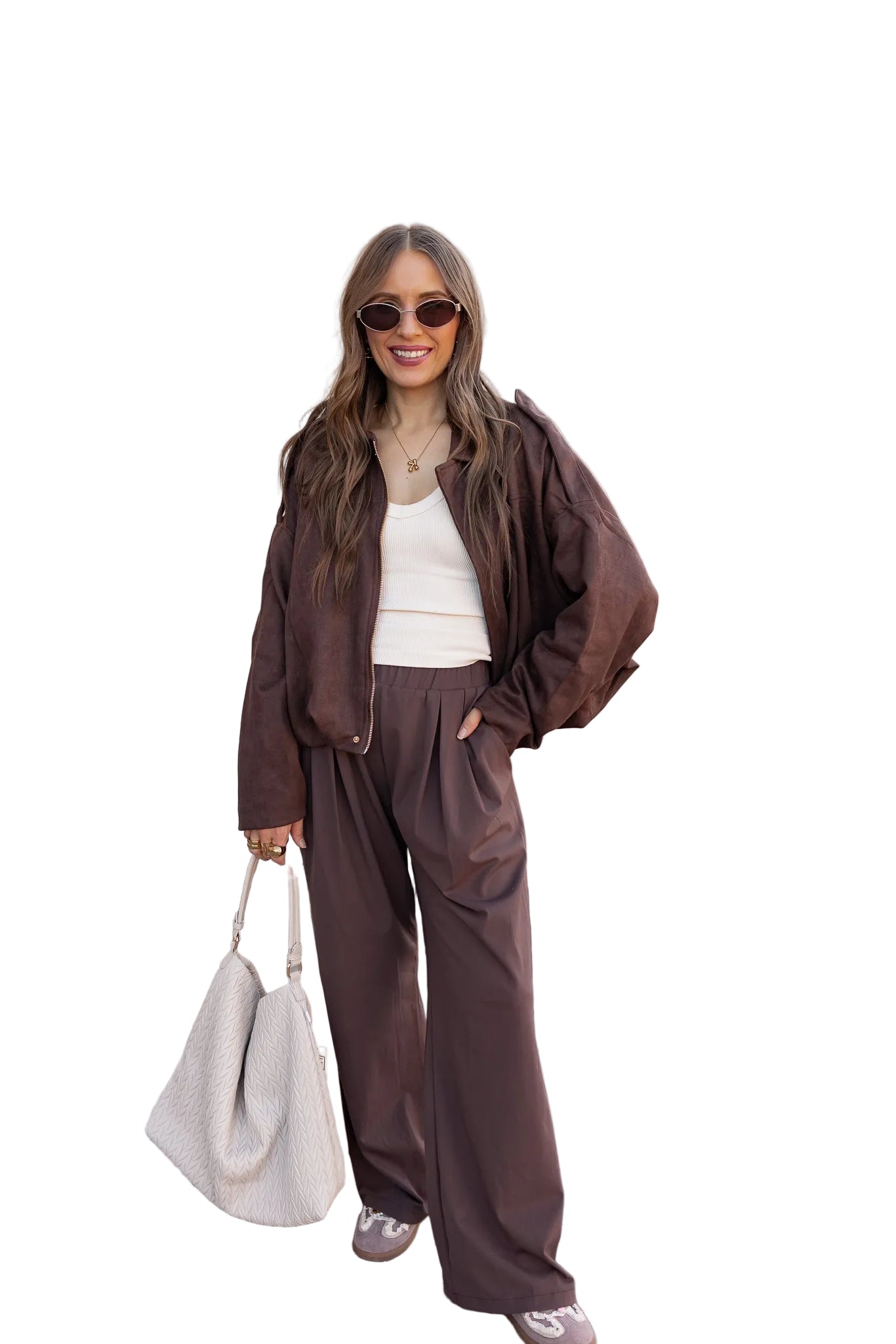 Millie – Schlichte Oversize-Wildlederjacke für Damen – Ansicht 2