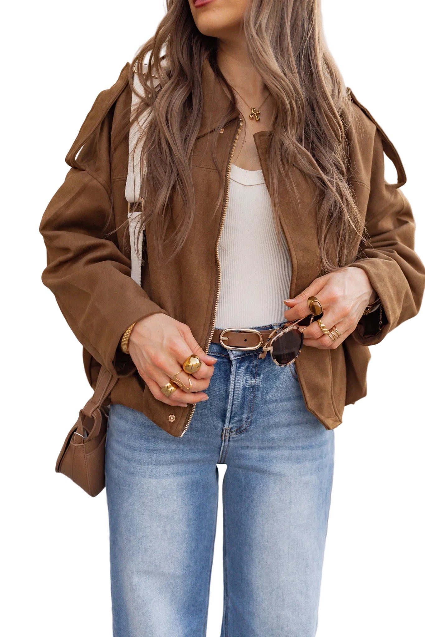 Millie – Schlichte Oversize-Wildlederjacke für Damen – Ansicht 9