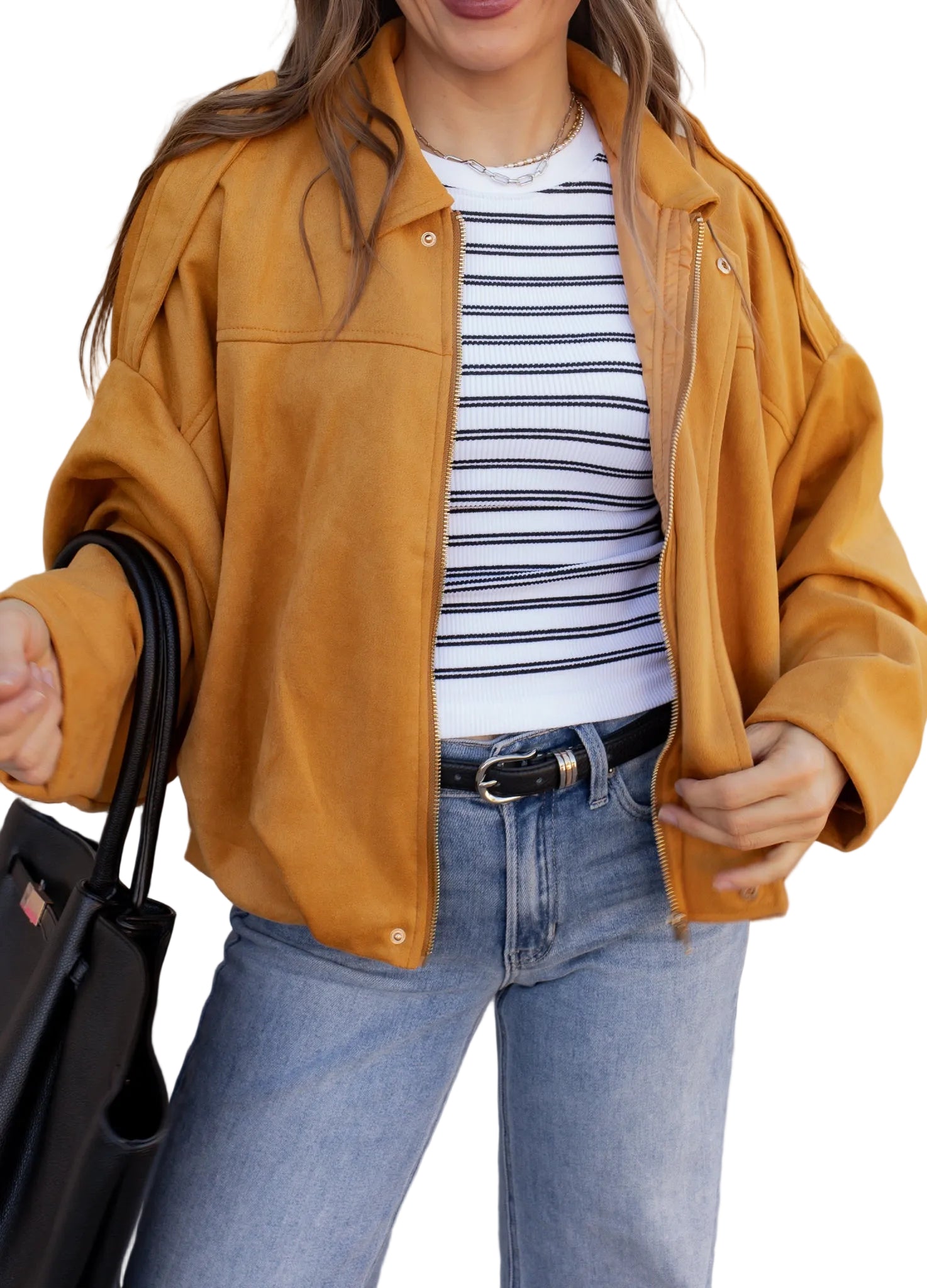 Millie – Schlichte Oversize-Wildlederjacke für Damen – Ansicht 3