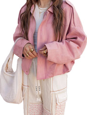 Millie – Schlichte Oversize-Wildlederjacke für Damen – Ansicht 5