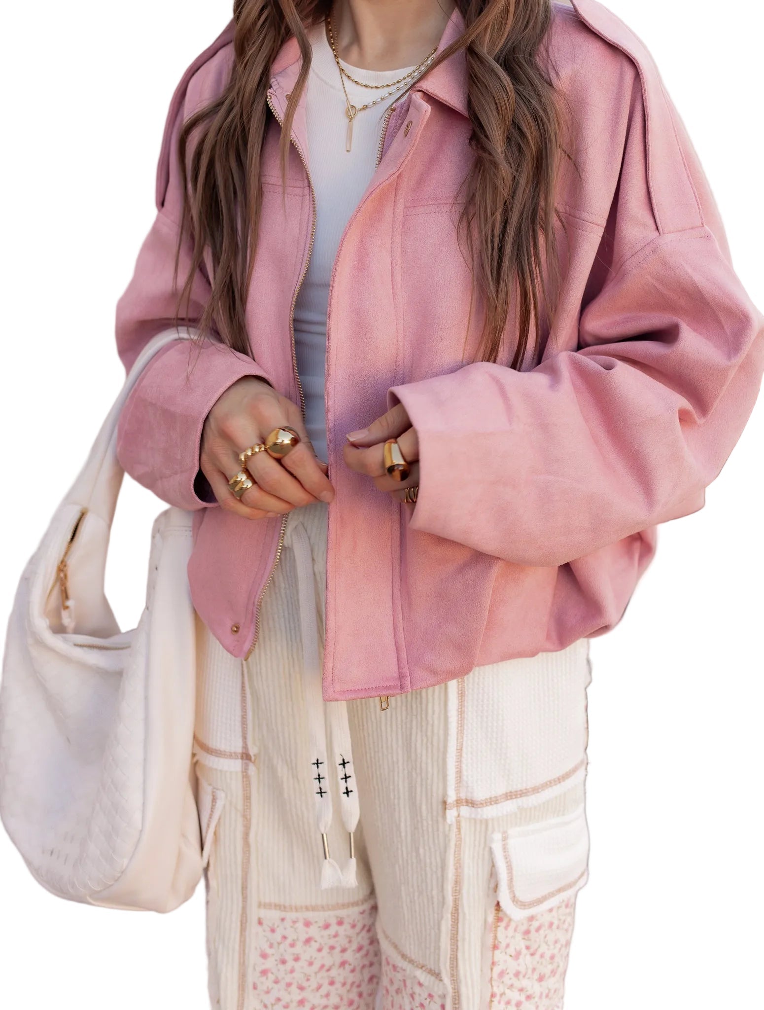 Millie – Schlichte Oversize-Wildlederjacke für Damen – Ansicht 5