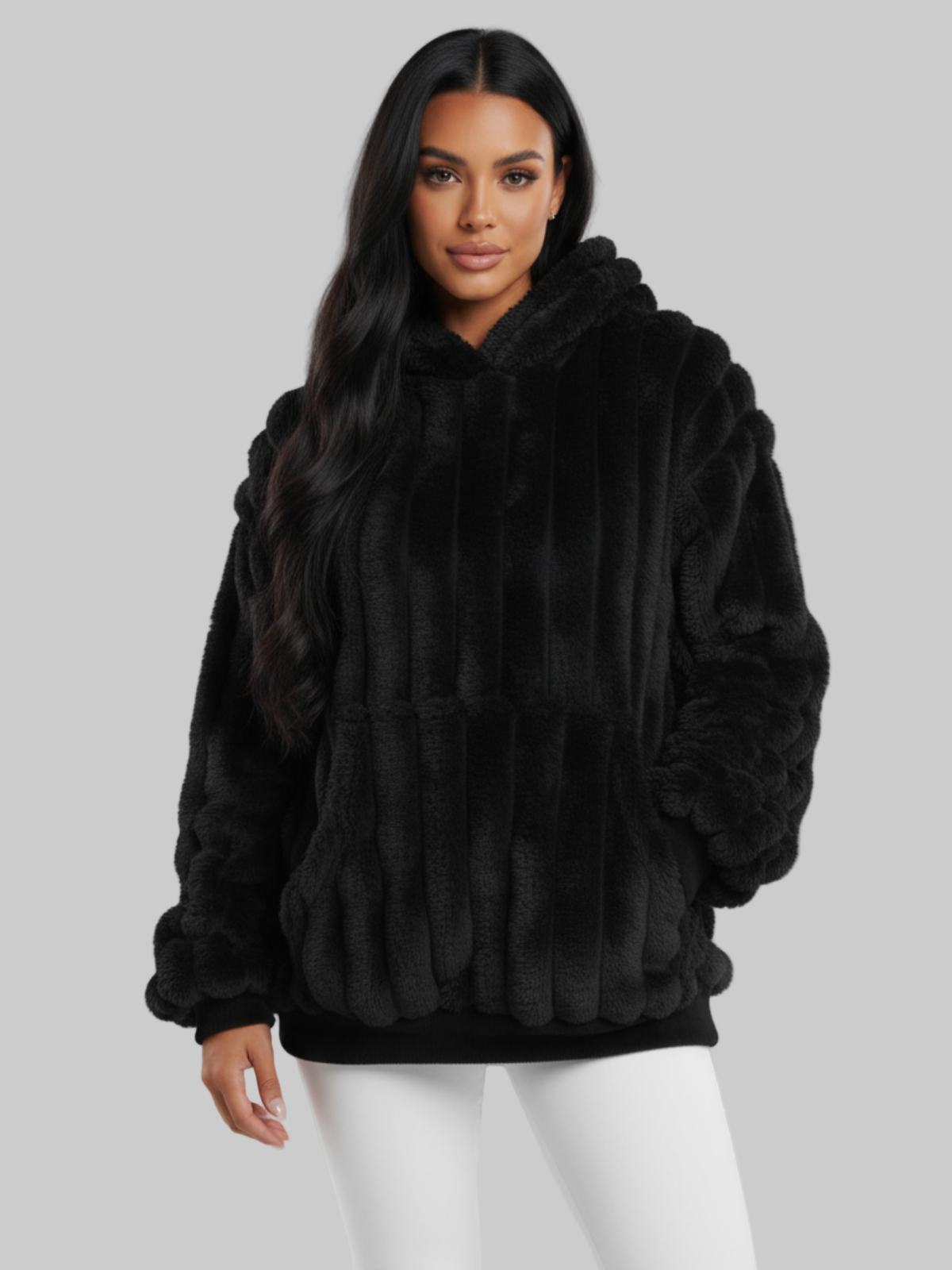 Fleece-Decken-Sweatshirt für Damen aus weichem Fleece mit Kapuze